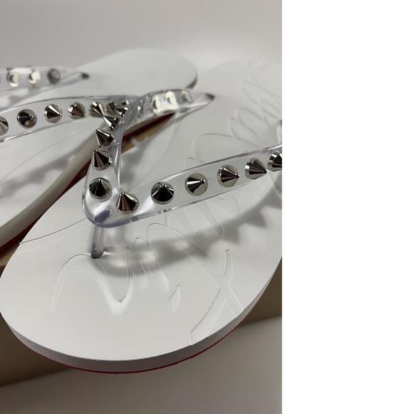 Women's Loubi Flip Spikes Donna White Silver Flip Flops Sandals E292 - Picture 3 of 12